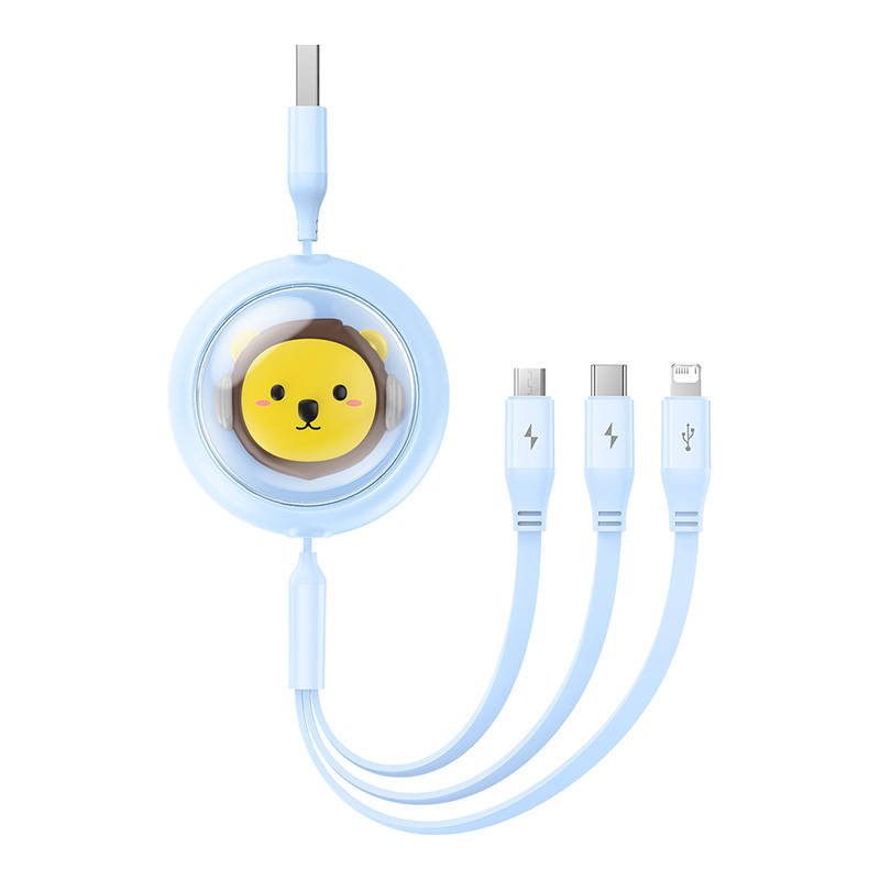 Kabel za punjenje 3w1 Baseus USB na USB-C, USB-M, Lightning 3,5A, 1,1m (plavi)