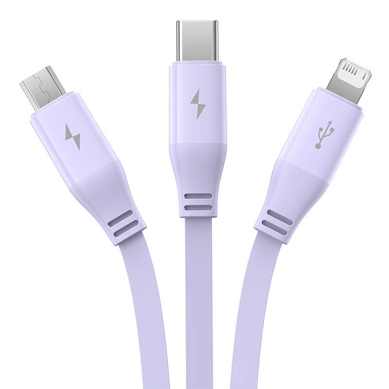 Kabel za punjenje 3w1 Baseus USB na USB-C, USB-M, Lightning 3,5A, 1,1m (ljubičasti)