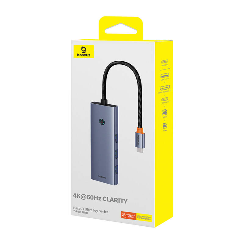 Hub 7u1 Baseus UltraJoy, USB-C - HDMI, VGA, 4xUSB 3.0, PD (sivo)