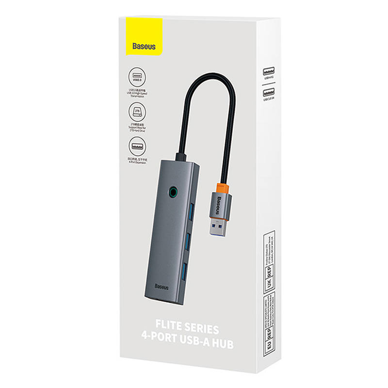 4u1 Hub Baseus UltraJoy USB-A do 4xUSB 3.0 (svemirski sivi)