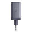 Zidni punjač Baseus GaN5 2x USB-C + USB, 65W + kabel 1m (siv)