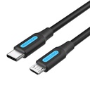 USB-C 2.0 na Micro-B 2A kabel 1m Vention COVBF crni