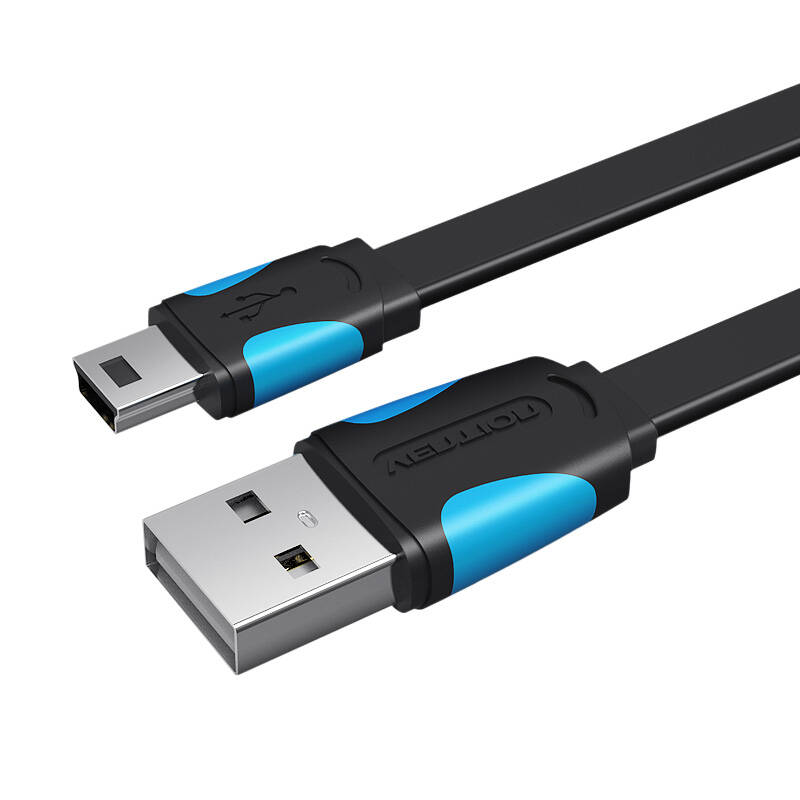 Plosnati USB 2.0 A na Mini 5-pinski kabel Vention VAS-A14-B050 0,5 m crni