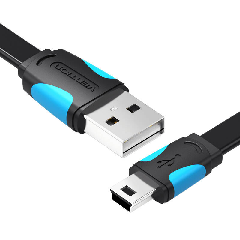 Plosnati USB 2.0 A na Mini 5-pinski kabel Vention VAS-A14-B050 0,5 m crni