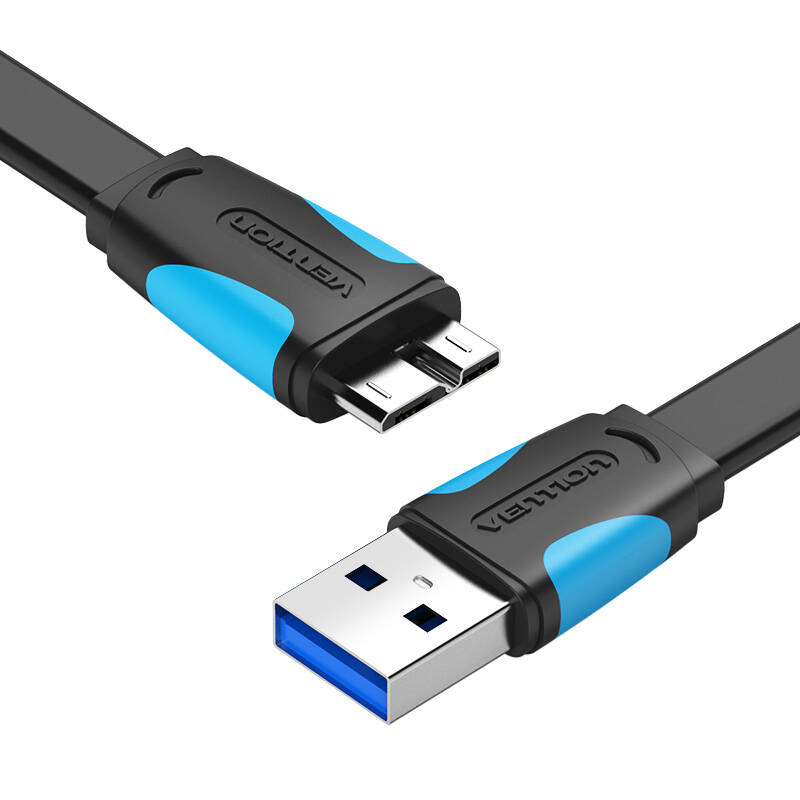 Plosnati USB 3.0 A na Micro-B kabel Vention VAS-A12-B025 0,25 m crni