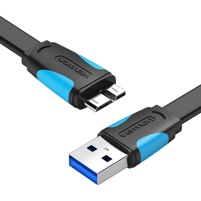 Plosnati USB 3.0 A na Micro-B kabel Vention VAS-A12-B050 0,5 m crni