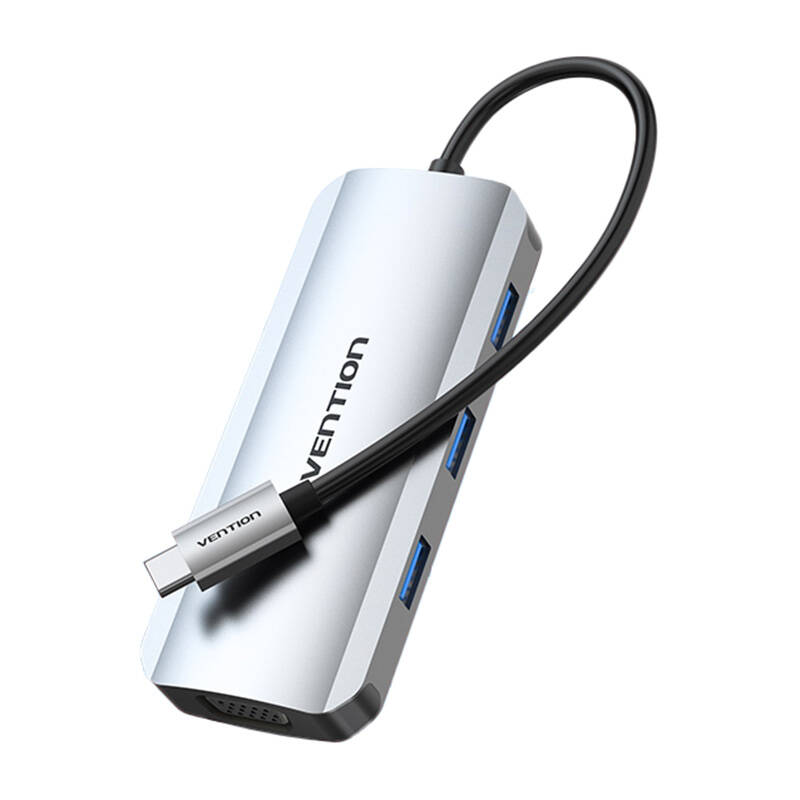 USB-C priključna stanica na HDMI, VGA, 3x USB 3.0, PD 0,15m Vention TOIHB (siva)