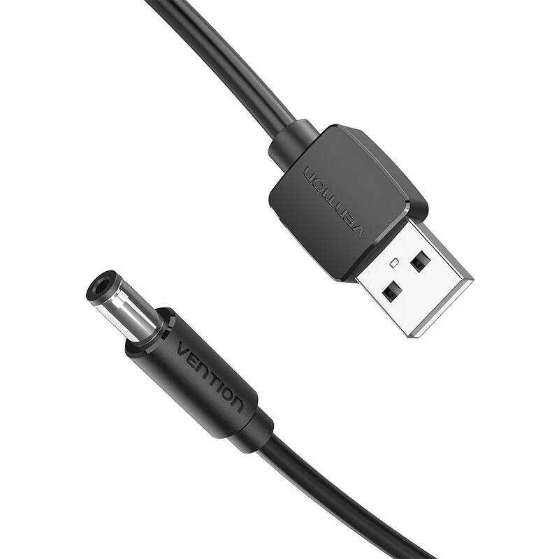 USB na DC 5,5 mm kabel za napajanje 0,5 m Vention CEYBD (crni)