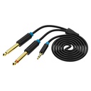 3,5 mm TRS muški na 2x 6,35 mm muški audio kabel 1 m Vention BACBF (crni)