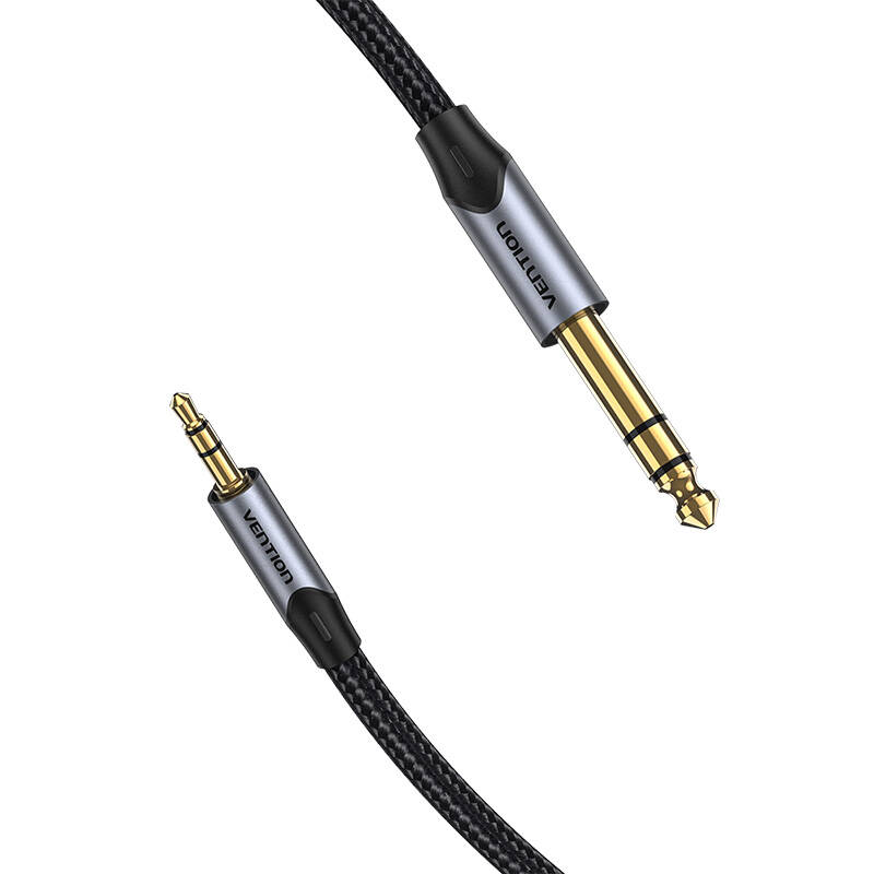 3,5 mm TRS muški na 6,35 mm muški audio kabel 1 m Vention BAUHF siva