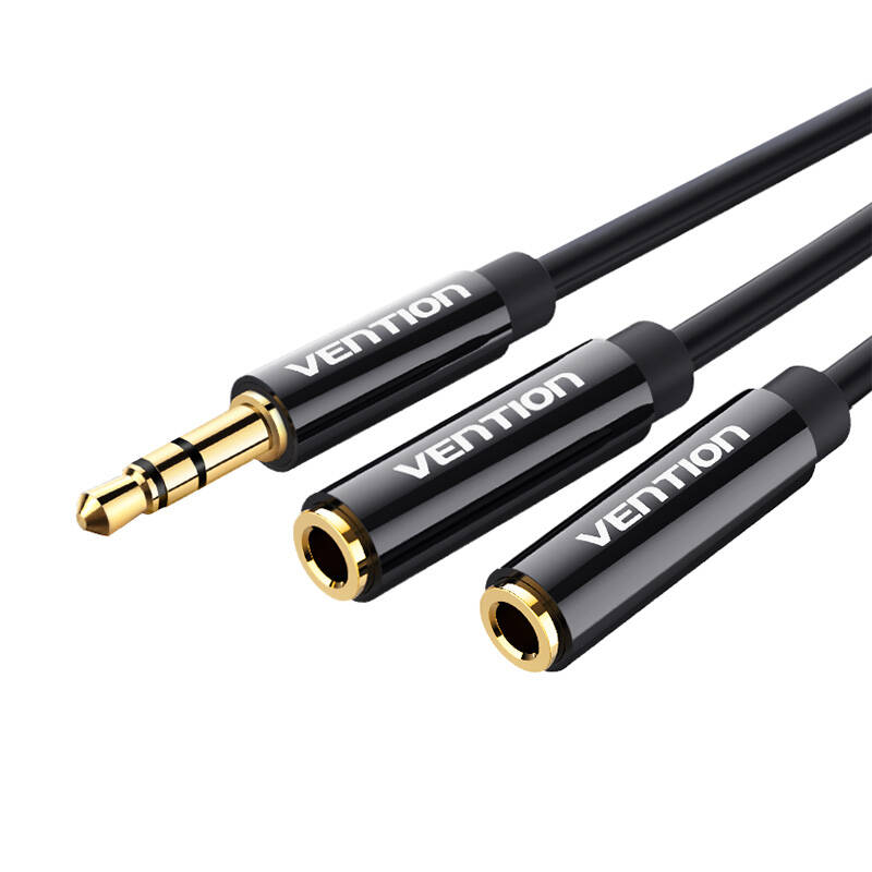 2x 3,5 mm muški na 4-polni ženski 3,5 mm audio kabel 0,3 m Vention BBTBY crni