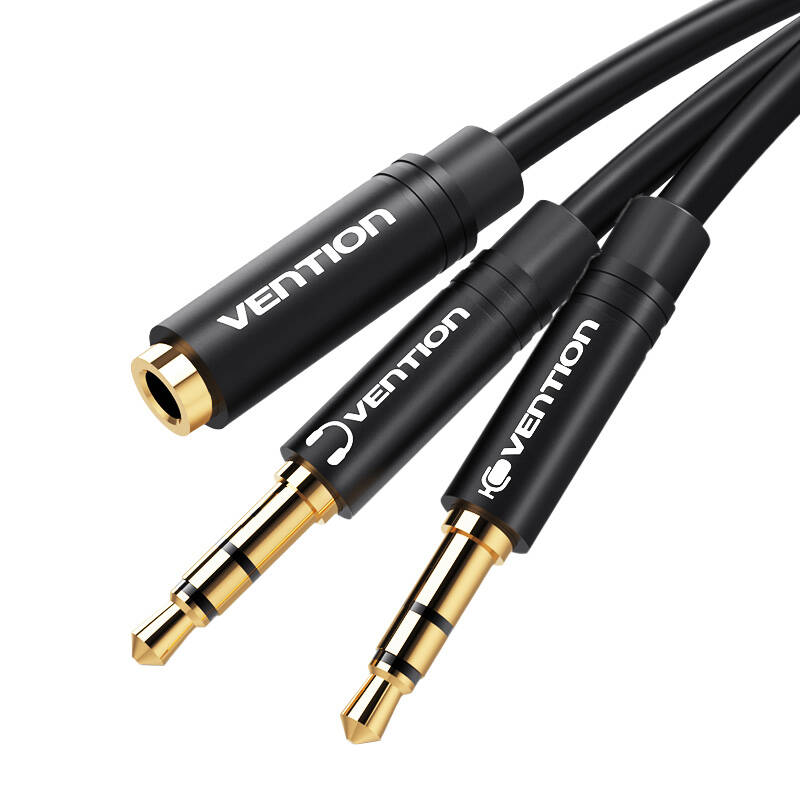 2x 3,5 mm audio kabel 0,3 m Vention BBUBY crni