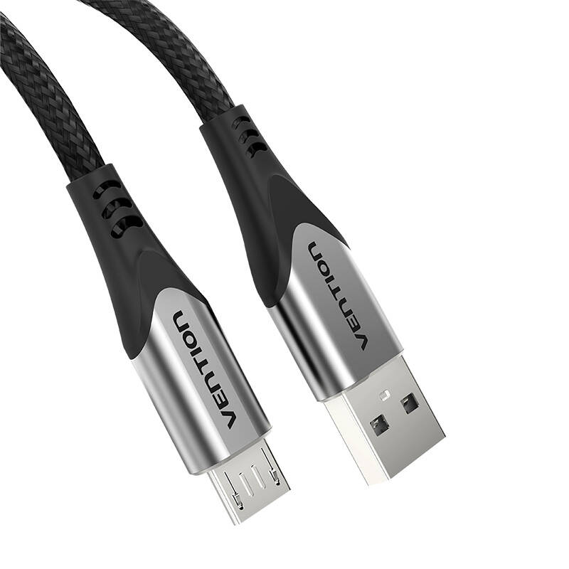 USB 2.0 A na Micro-B 3A kabel 0,25 m Vention COAHC sivi