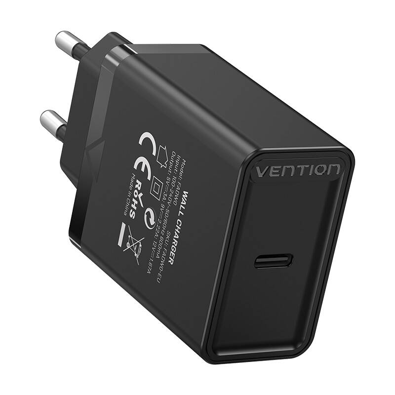 USB-C zidni punjač Vention FADB0-EU (20 W) crni