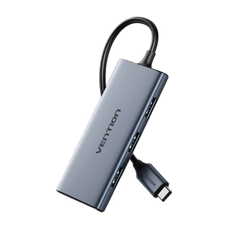 USB-C na HDMI, 3x USB 3.0, SD, TF Hub Vention TOOHB 0,15 m sivi