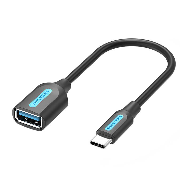 USB-C 3.1 muški na USB-A ženski OTG kabel Vention CCVBB 0,15 m, crni, PVC