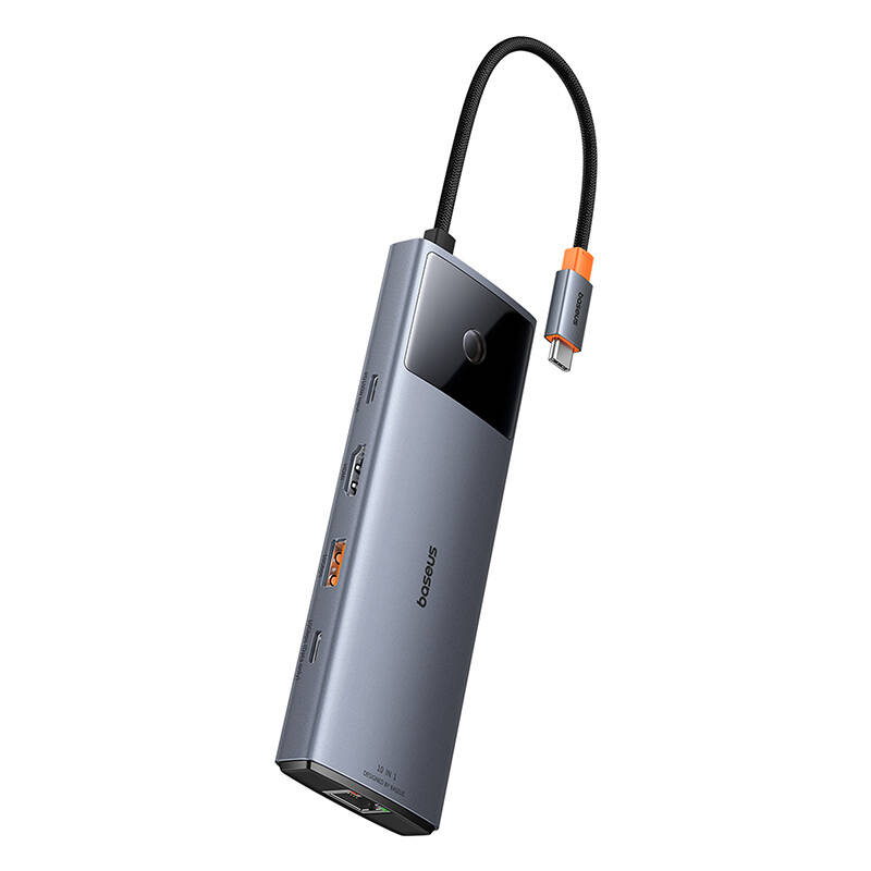 Hub 10u1 Baseus Metal Gleam II serija, USB-C do 1xHDMI, USB-A (10Gbps), USC-C, 2xUSB-A, Ethernet RJ45, SD/TF kartica, mini-jack 3,5 mm, USB-C(PD)