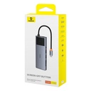 Hub 10u1 Baseus Metal Gleam II serija, USB-C do 1xHDMI, USB-A (10Gbps), USC-C, 2xUSB-A, Ethernet RJ45, SD/TF kartica, mini-jack 3,5 mm, USB-C(PD)