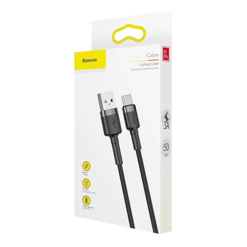 Baseus Cafule kabel USB-C 3A 0.5m (siva+crna)