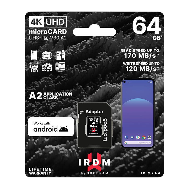 Memorijska kartica Goodram IRDM MicroSDXC 64 GB Class 10 UHS-I/U3 A2 V30 (IR-M2AA-0640R12)