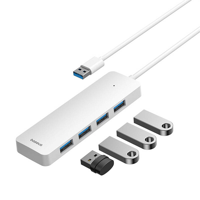 4u1 Hub Baseus UltraJoy Lite USB-A na USB 3.0 50 cm (bijeli)