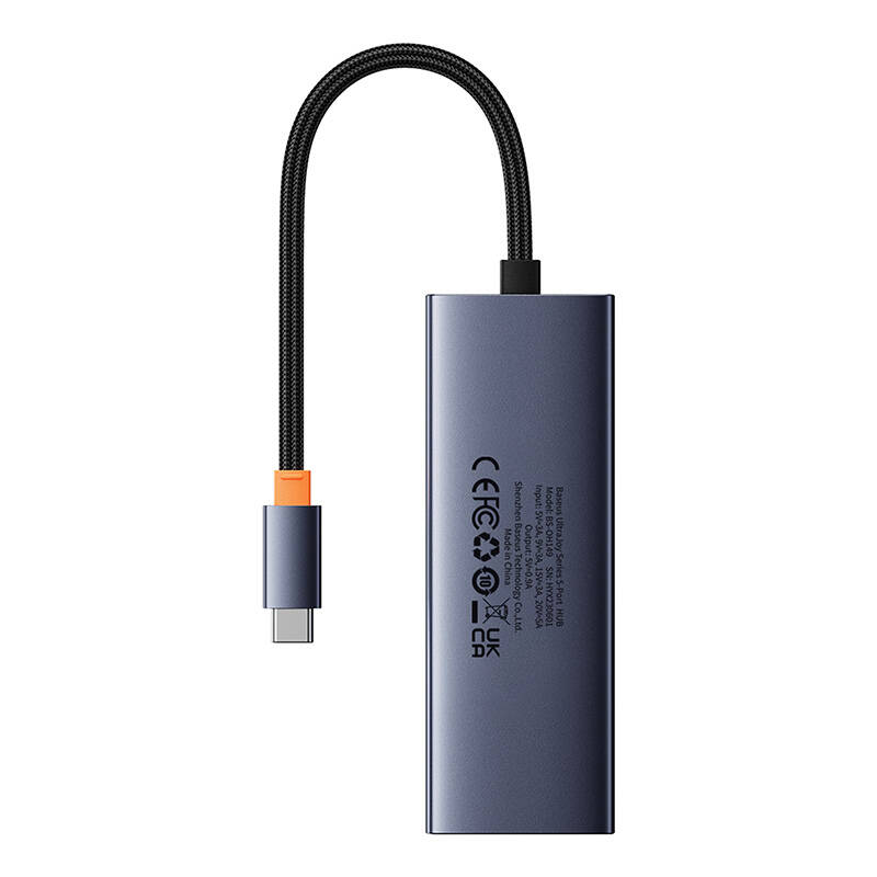 Hub 5u1 Baseus UltraJoy 5-Port (4xUSB 3.0, PD) sivi