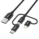 Kabel Choetech IP0030, MFi 3u1, USB-A/Lightning/Micro USB/USB-C, 5V, 1,2m (crni)