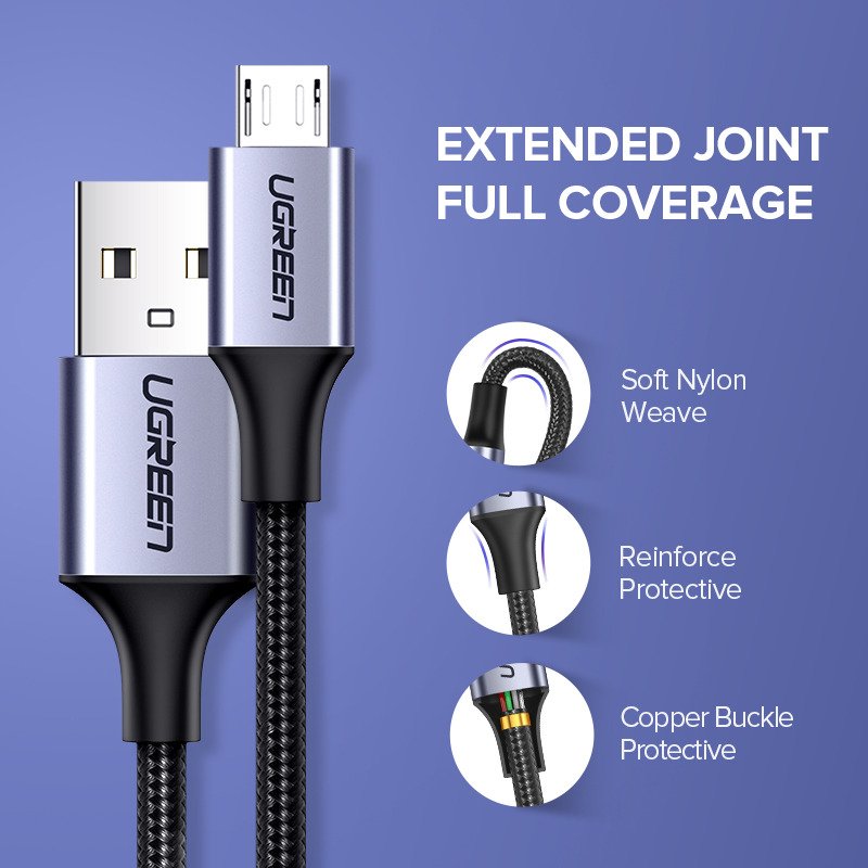 Micro USB kabel UGREEN QC 3.0 2.4A 0.25m (crni)