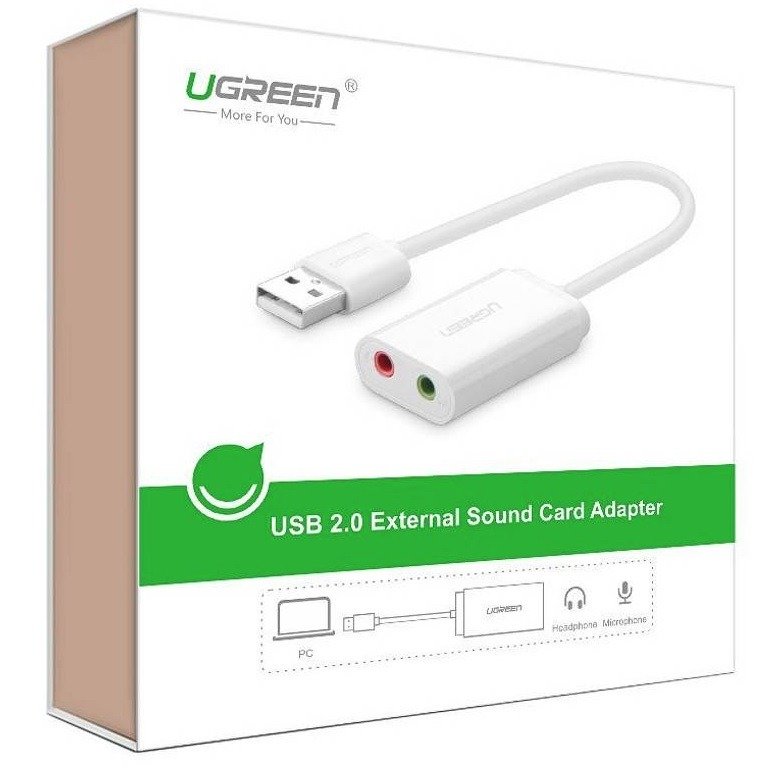 Vanjska USB audio kartica UGREEN 15cm (bijela)