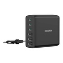 Zidni punjač GaN Rocoren 3x USB-C, 3x USB, 100W (crni)