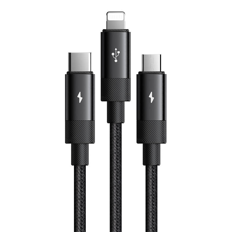 3u1 USB na USB-C / Lightning / Micro USB kabel, Mcdodo CA-5790, 3,5 A, 1,2 m (crni)