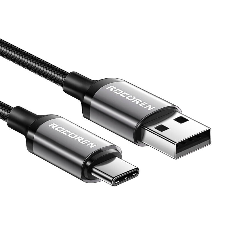 Kabel za brzo punjenje Rocoren USB-A na USB-C Retro Series 2m 3A (siv)