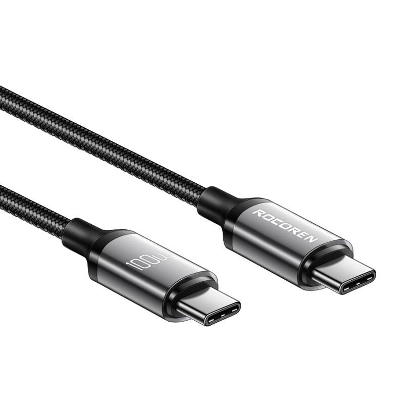 Kabel za brzo punjenje Rocoren USB-C na USB-C Retro Series 2m 100W (sivo)