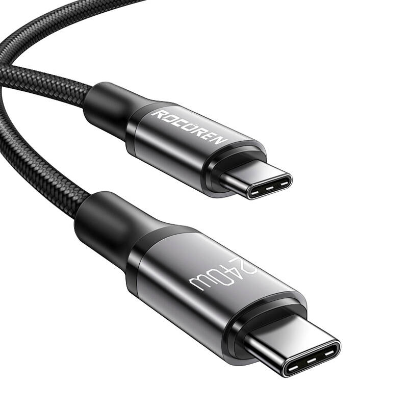 Kabel za brzo punjenje Rocoren USB-C na USB-C Retro Series 2m 240W (sivo)