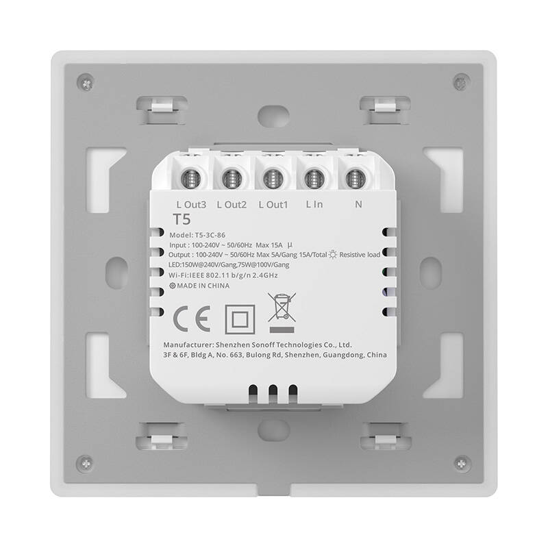 Sonoff TX T5 2C pametni Wi-Fi dodirni zidni prekidač (2-kanalni)