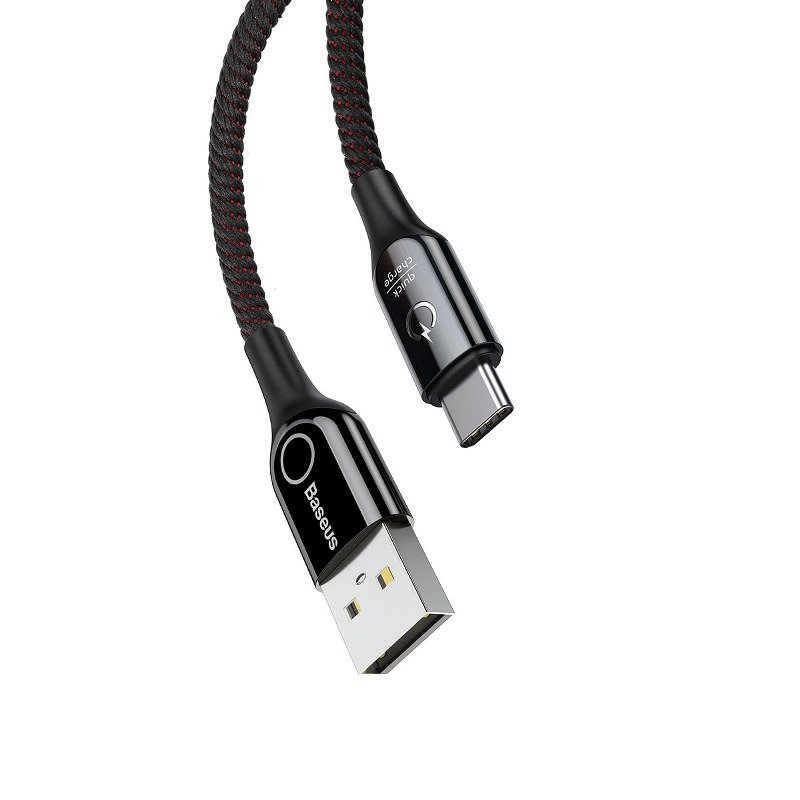 Baseus kabel u obliku slova C USB-C LED QC 3.0 1m (crni)