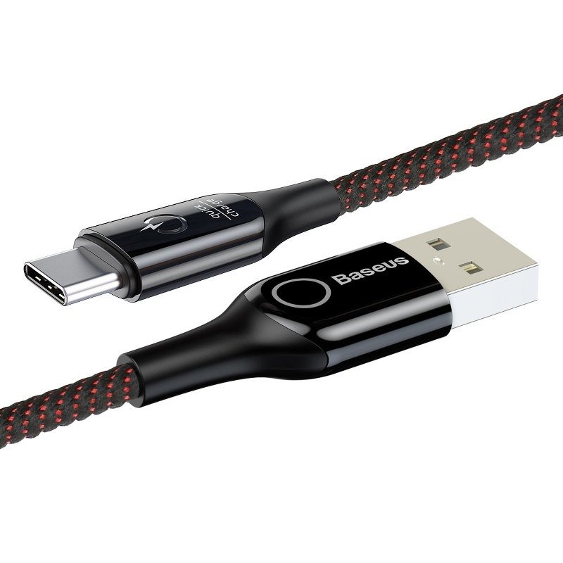 Baseus kabel u obliku slova C USB-C LED QC 3.0 1m (crni)