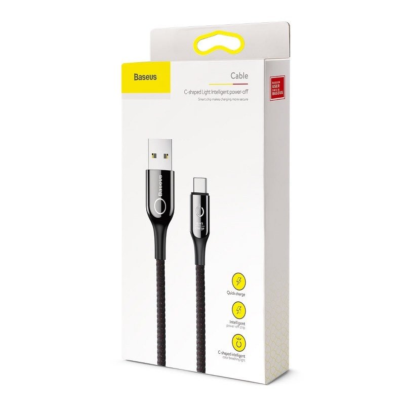 Baseus kabel u obliku slova C USB-C LED QC 3.0 1m (crni)