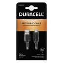 Kabel USB na USB-C 3.0 Duracell 1m (crni)