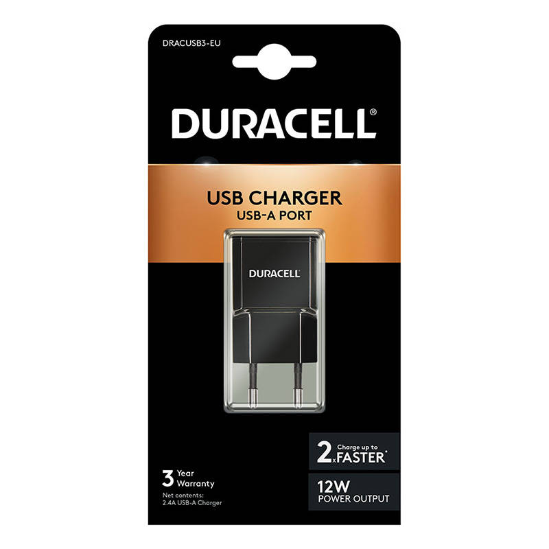 Duracell zidni punjač USB, 2.1A (crni)