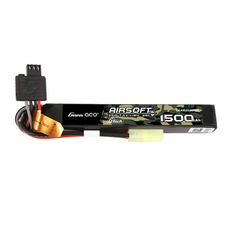 Gens ace G-Tech 25C 1500mAh 2S1P 7.4V Airsoft Gun Lipo baterija s mini Tamiya utikačem