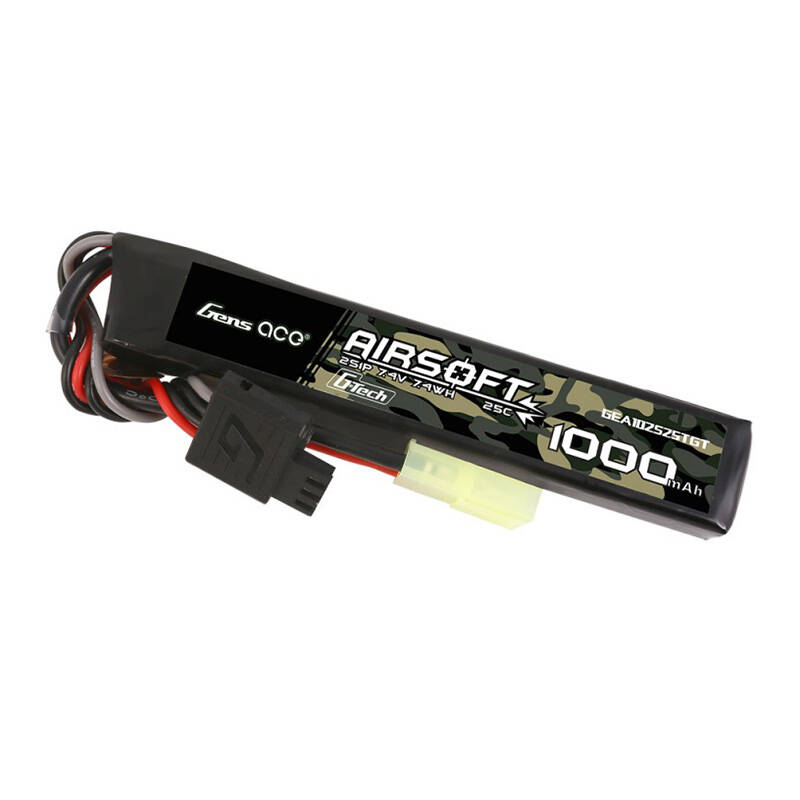 Gens ace G-Tech 25C 1000mAh 2S1P 7.4V Airsoft Gun Lipo baterija s mini Tamiya utikačem