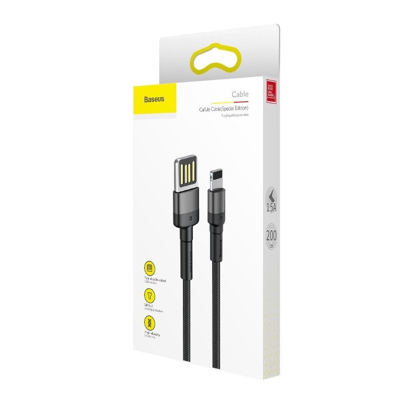 Baseus Cafule dvostrani USB Lightning kabel 1.5A 2m (sivo+crno)