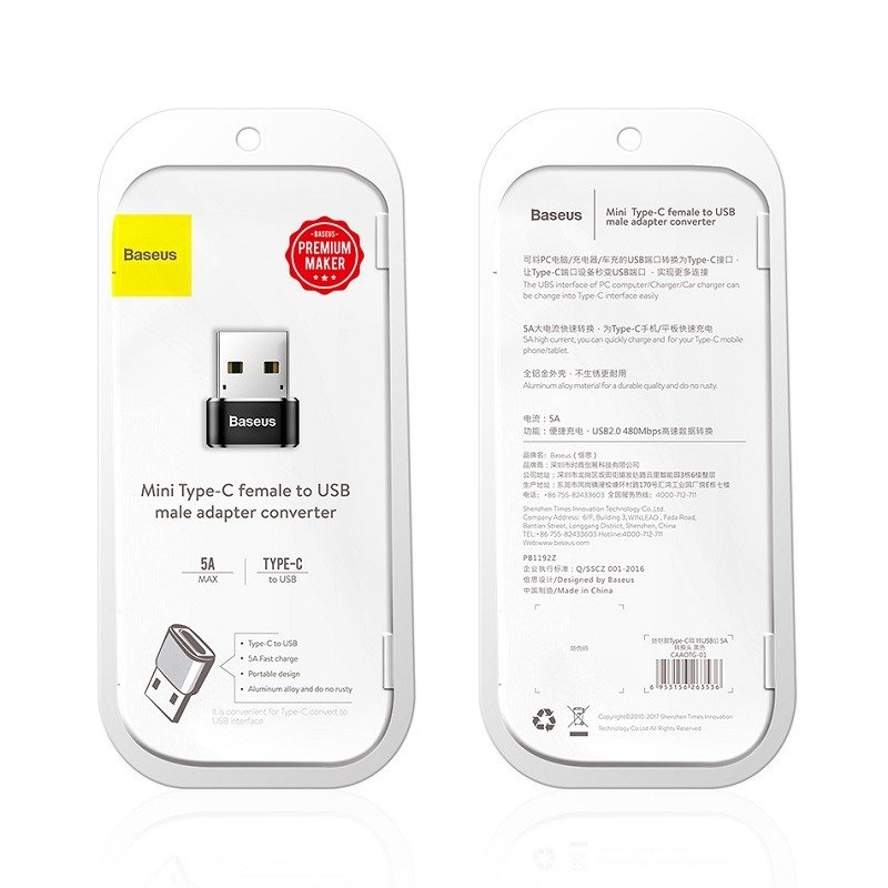 Baseus USB-C na USB-A adapter 3A (crni)