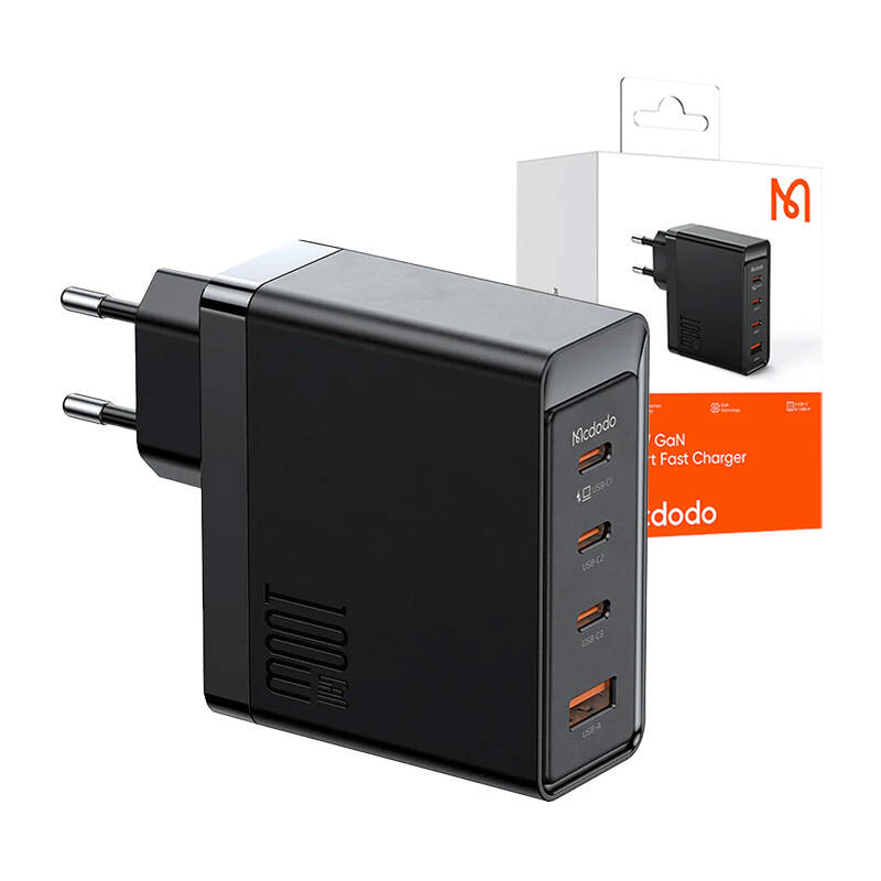 Zidni punjač McDodo GAN 3xUSB-C + USB, 100W (crni)