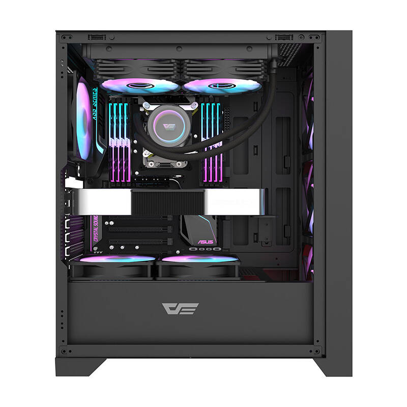 Kućište za računalo Darkflash DRX70 GLASS + 4 RGB ventilatora (crno)