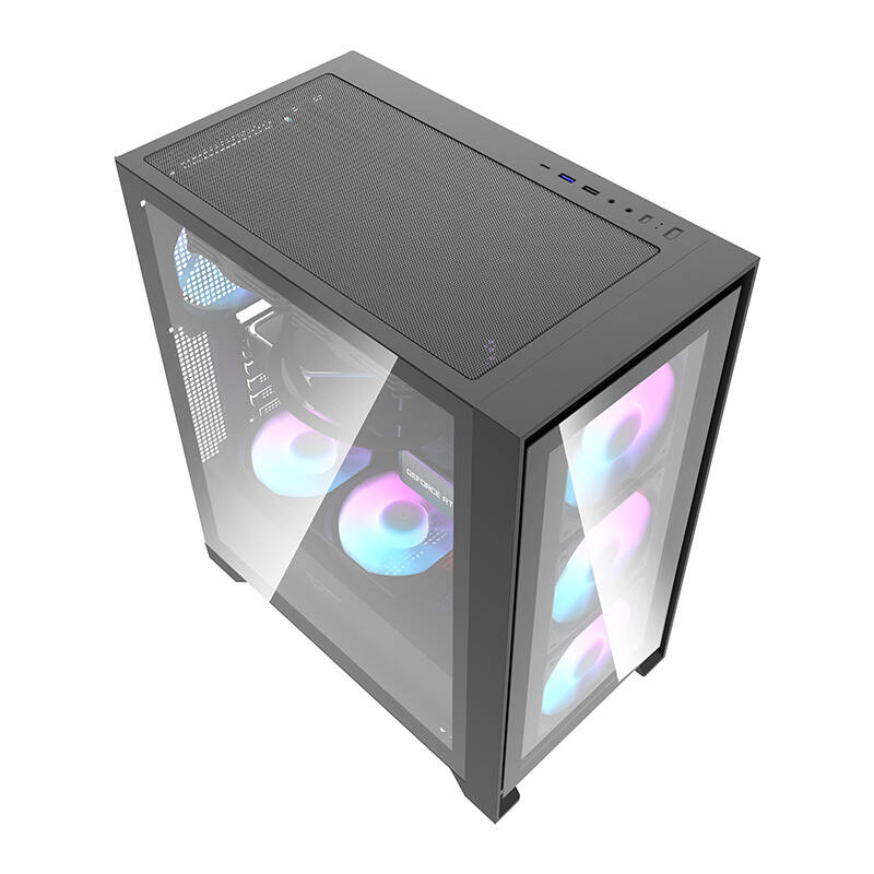 Kućište za računalo Darkflash DRX70 GLASS + 4 RGB ventilatora (crno)