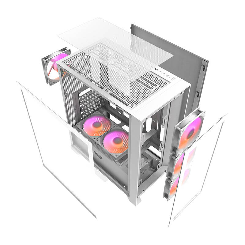 Kućište za računalo Darkflash DRX70 GLASS + 4 RGB ventilatora (bijelo)