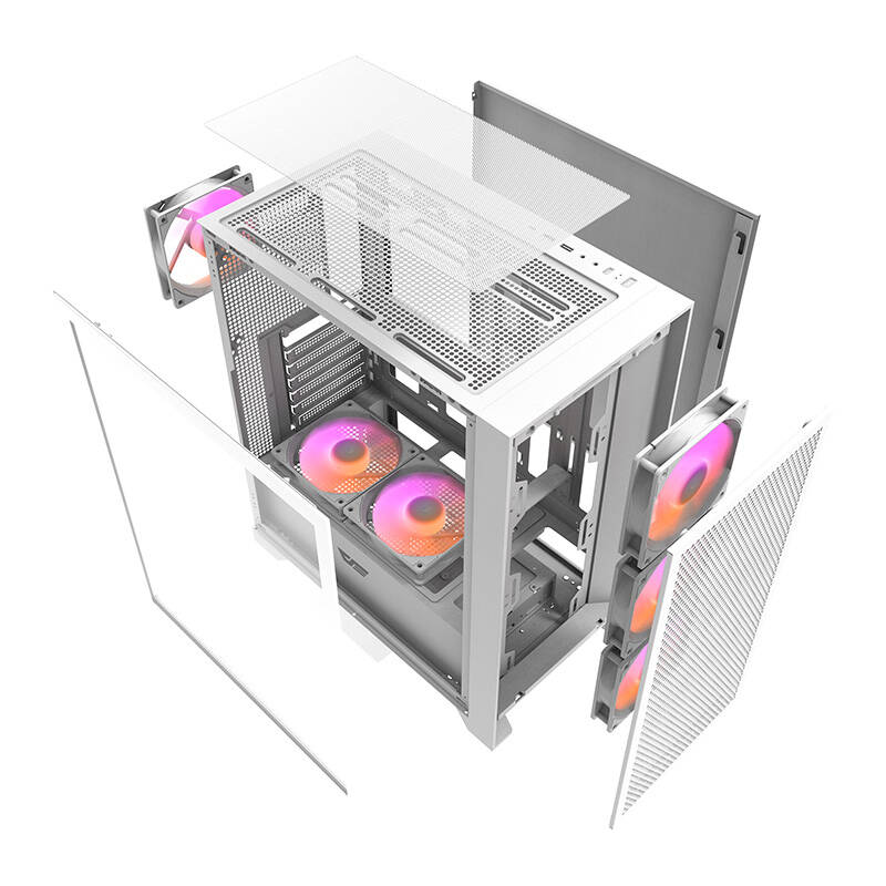 Kućište za računalo Darkflash DRX70 MESH + 4 RGB ventilatora (bijelo)