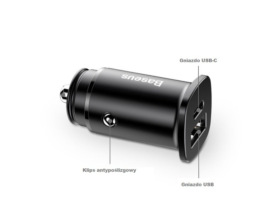 Baseus Square punjač za automobil PPS QC4.0 / PD3.0 5A 30W (crni)